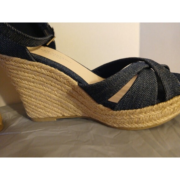 CHRISTIAN SIRIANO blue Denim Ankle Strap Espadrille Platform Wedge Heels 6.5 New - Picture 8 of 16